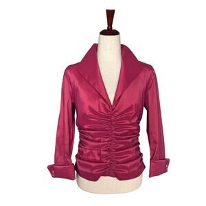 Tadashi Ruched Top Blazer Back Zipper Womens 10 Berry Pink Formal Evening Wear